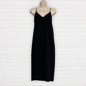 ZARA Black Stretch Knit Strappy V-Neck Midi Dress